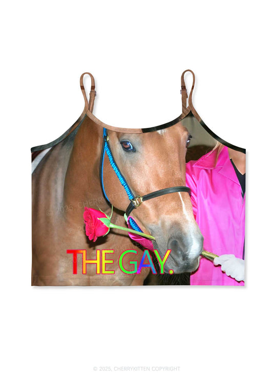 The Gay Horse Y2K Print Cami Crop Top Cherrykitten