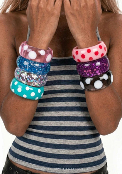 Glitter Candy Color Y2K Open Bangle Cherrykitten