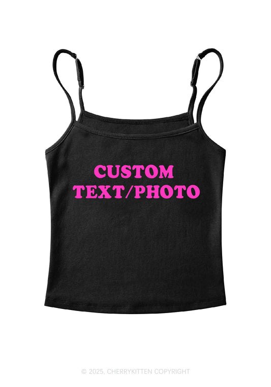 Custom Personalized Text Y2K Spaghetti Strap Cami Cherrykitten