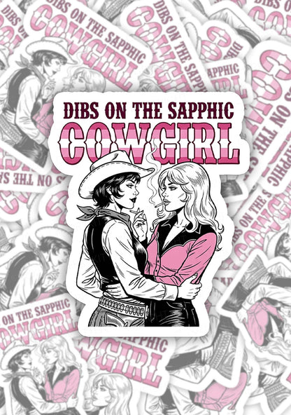 Dibs On The Sapphic Cowgirl Pride 1pc Y2K Sticker Cherrykitten