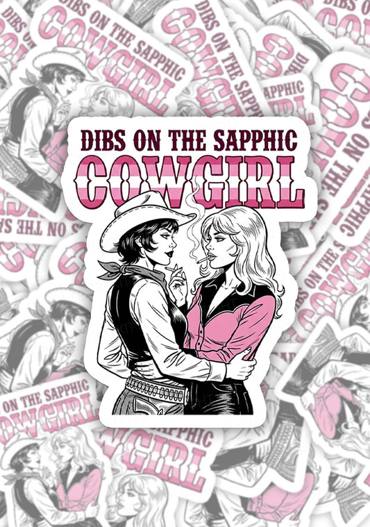 Dibs On The Sapphic Cowgirl Pride 1pc Y2K Sticker Cherrykitten