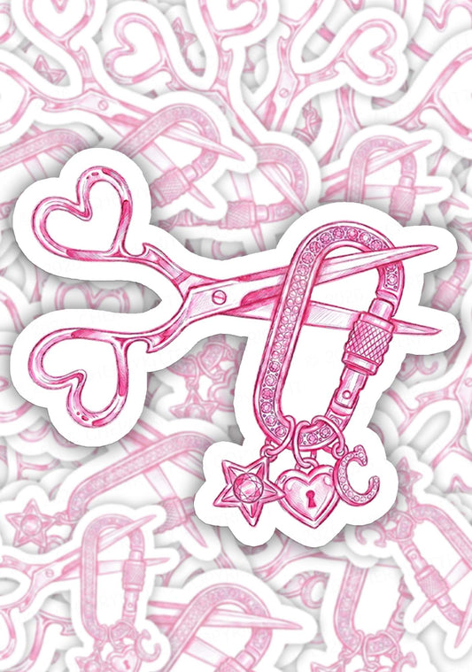 Pink Scissors Lock Charm Pride 1pc Y2K Sticker Cherrykitten
