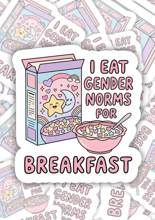 I Eat Gender Norms For Breakfast Pride 1pc Y2K Sticker Cherrykitten