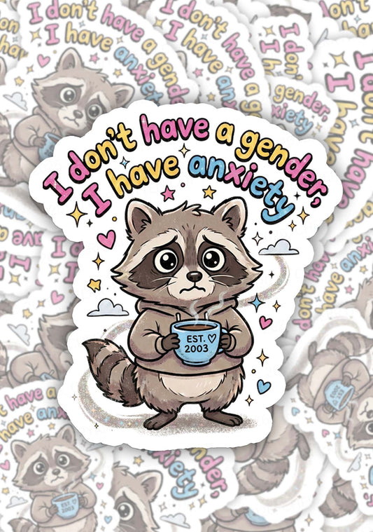 Raccoon I dont Have A Gender Pride 1pc Y2K Sticker Cherrykitten