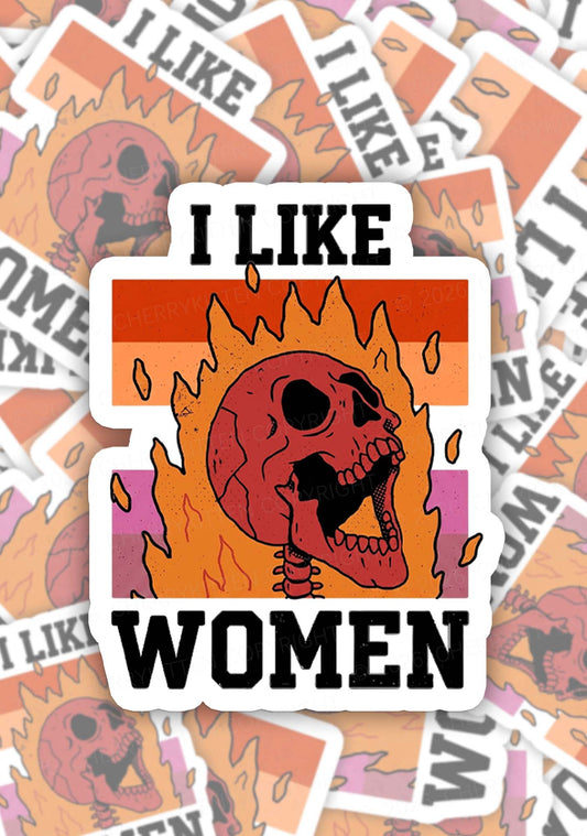 I Like Women Skull Pride 1pc Y2K Sticker Cherrykitten