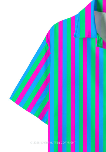 Polysexuality Flag Pride Y2K Print Hawaiian Shirt Cherrykitten