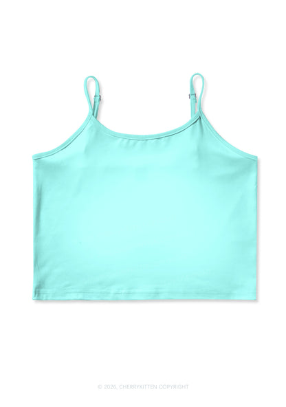Plain Mint Green Y2K Print Cami Crop Top Cherrykitten