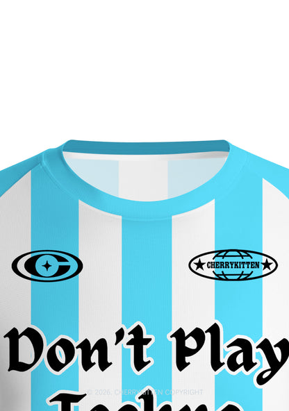 Skyblue Dont Play Techno Y2K Football Jersey Shirts Cherrykitten