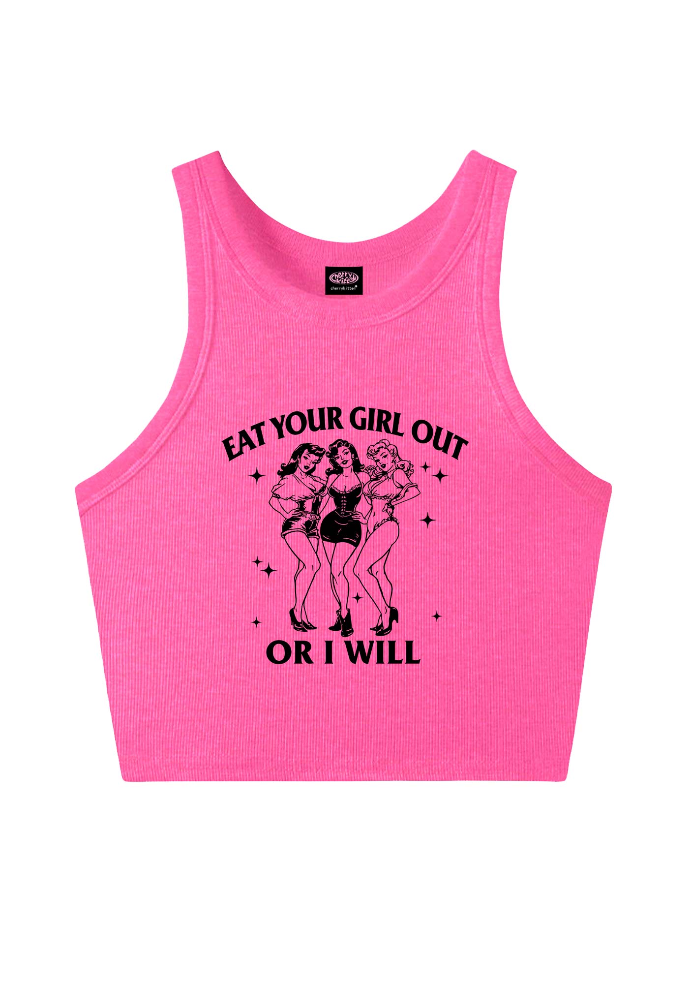 Eat Your Cowgirls Out Pride Y2K Crop Tank Top Cherrykitten