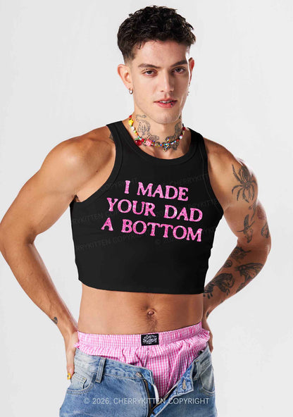Glitter I Made Your Dad A Bottom Pride Y2K Crop Tank Top Cherrykitten
