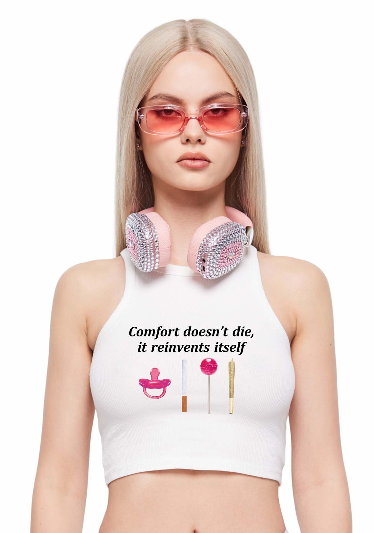 Comfort Doesnt Die Y2K Crop Tank Top Cherrykitten
