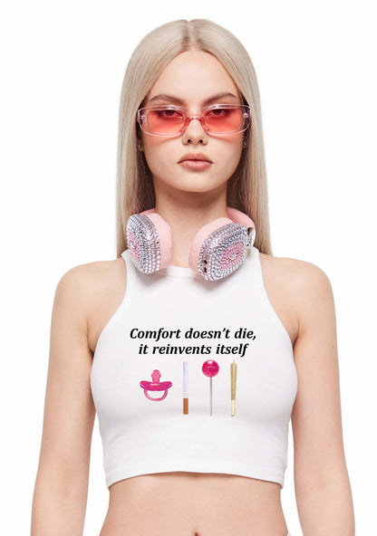 Comfort Doesnt Die Y2K Crop Tank Top Cherrykitten