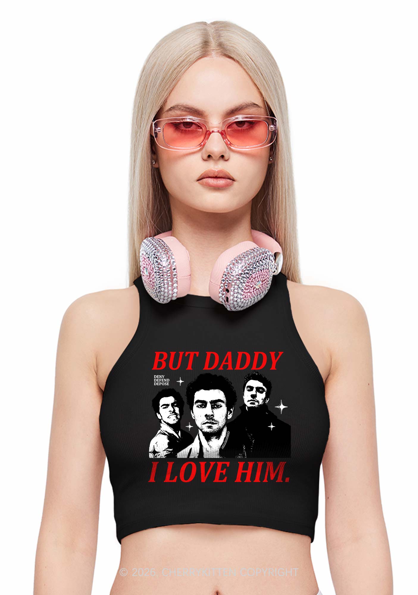 Daddy I Love Luigi Y2K Crop Tank Top Cherrykitten