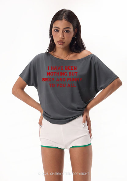 I Have Been Funny Y2K Off Shoulder Tee Cherrykitten