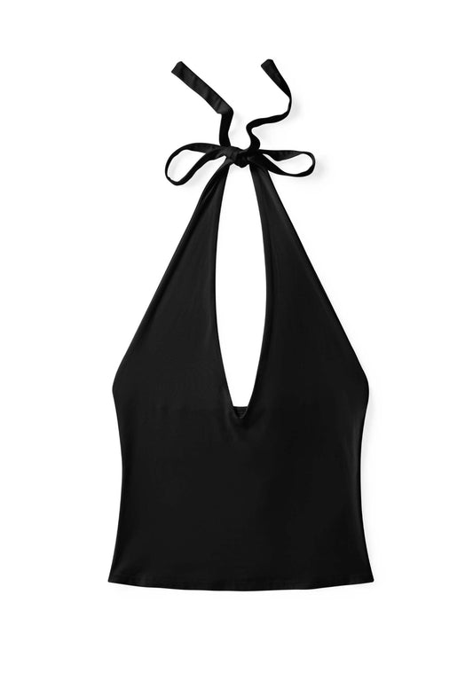 Plain Y2K Halter Deep V Neck Cami Cherrykitten
