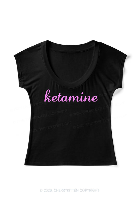 Pink Kxxamine Y2K V Neck T Shirts Cherrykitten