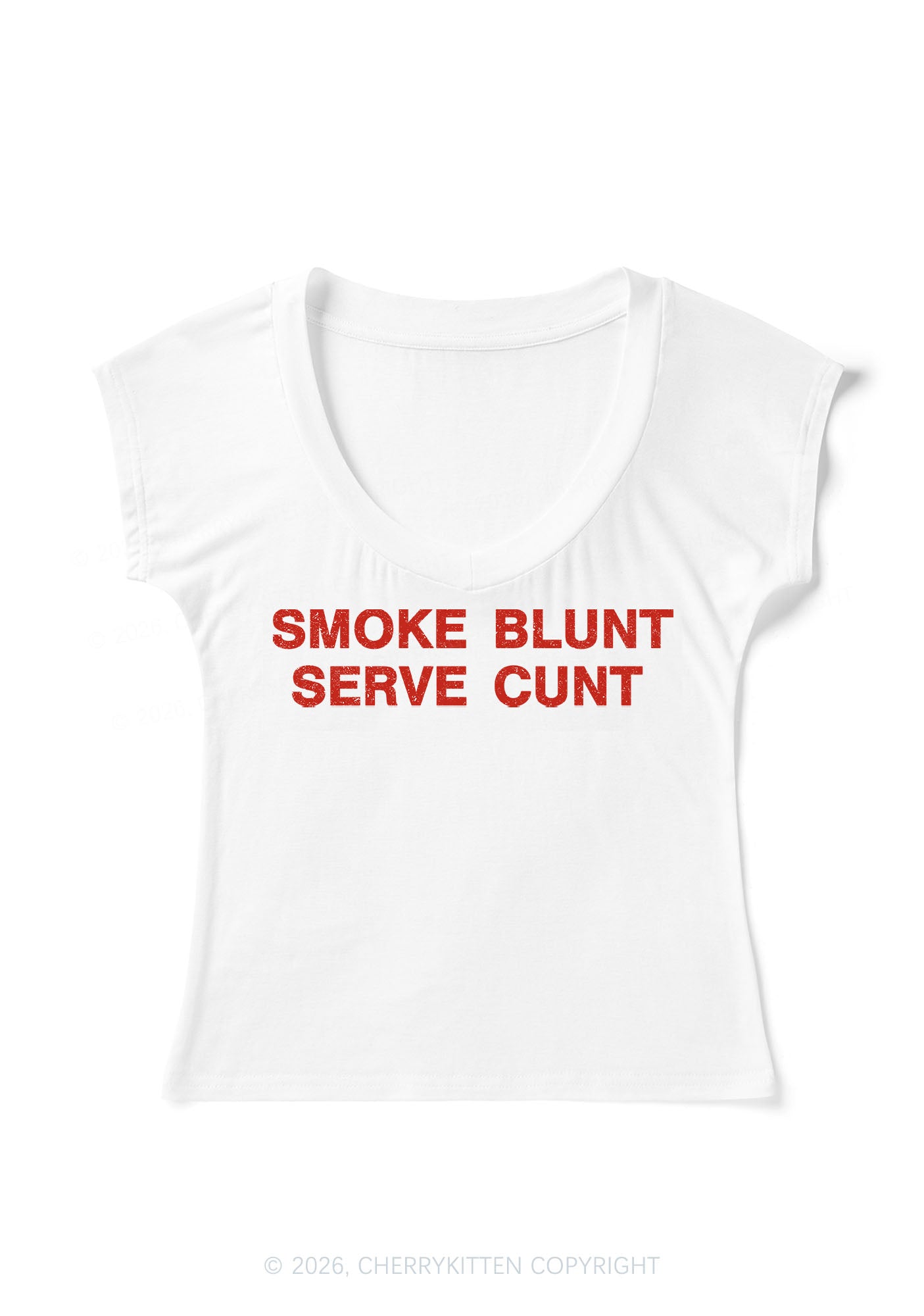 Smoke Blunt Y2K V Neck T Shirts Cherrykitten