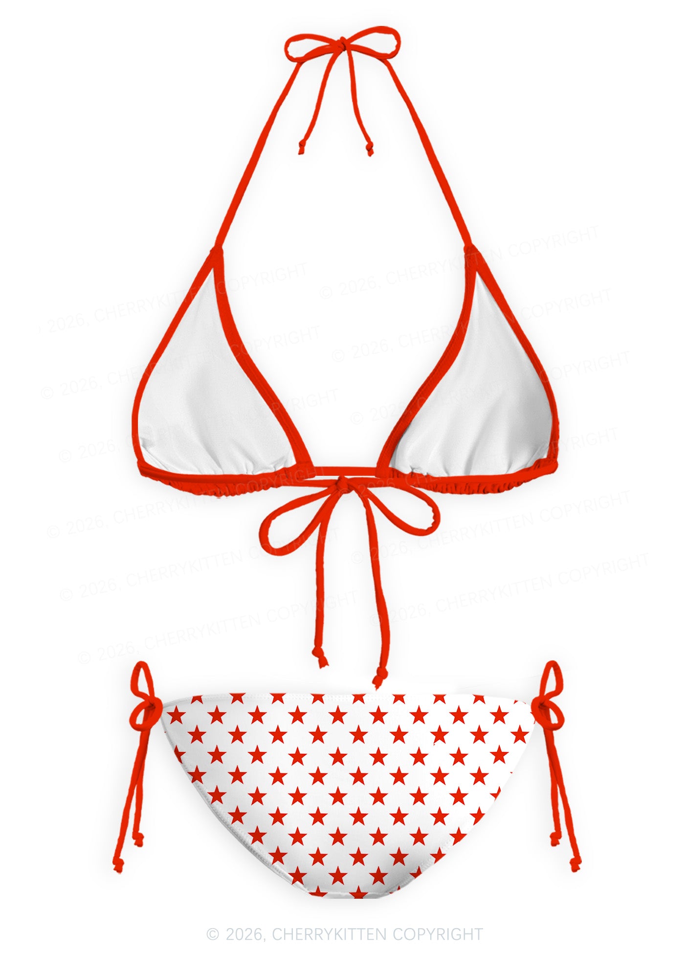 Red Star Slxt Y2K Print Bikini Set Cherrykitten