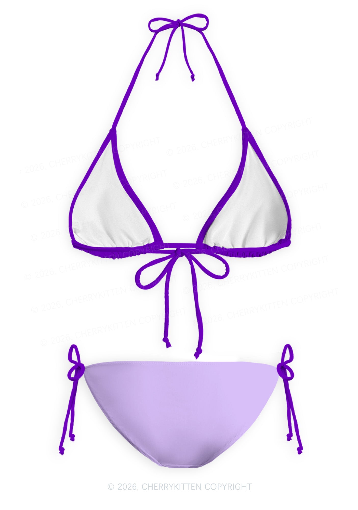 Purple Sapphic Pride Y2K Print Bikini Set Cherrykitten