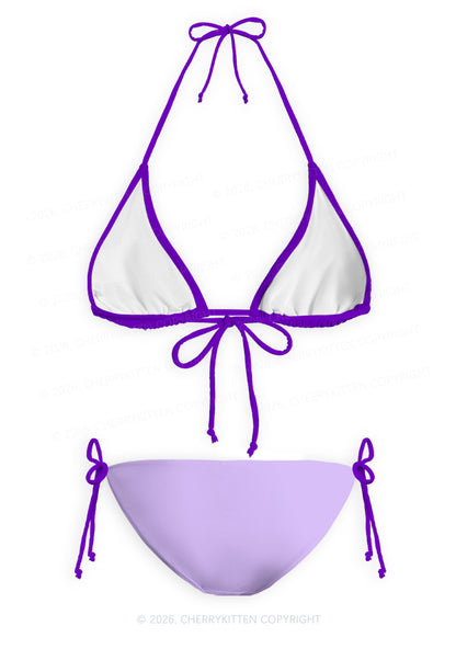 Purple Sapphic Pride Y2K Print Bikini Set Cherrykitten