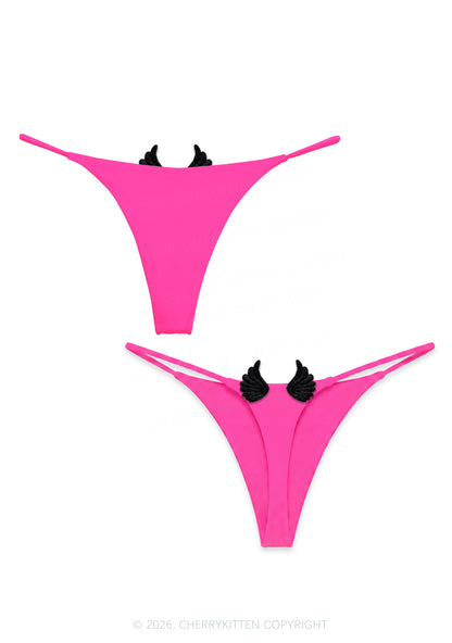 Plain Y2K Bikini String Thong With Black Wings Cherrykitten