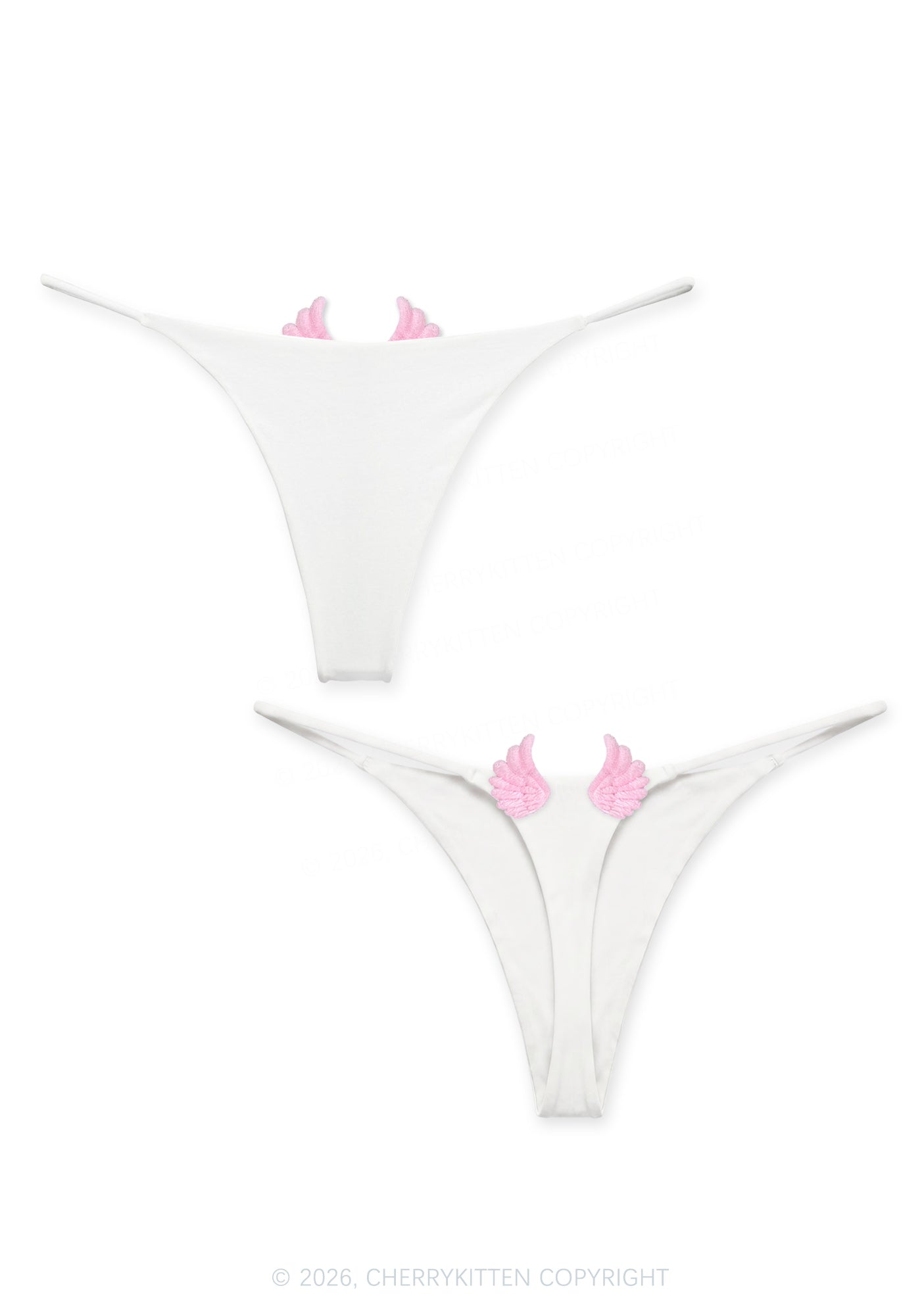 Plain Y2K Bikini String Thong With Black Wings Cherrykitten