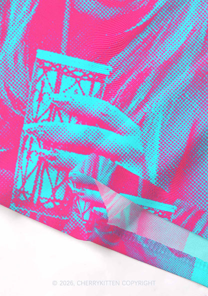 Pink Pixel JC On Mint Y2K Mesh Crop Top Cherrykitten