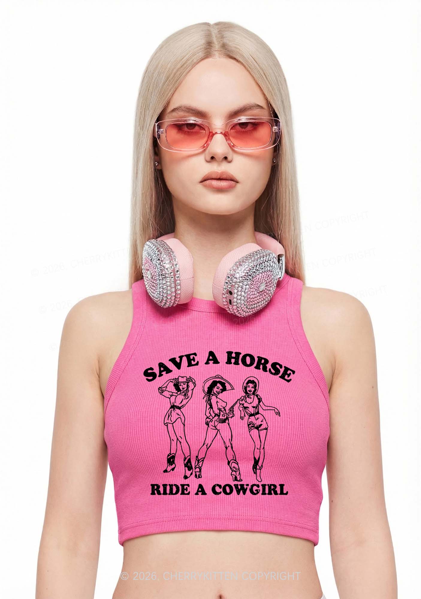 Ride A Cowgirl Y2K Crop Tank Top Cherrykitten