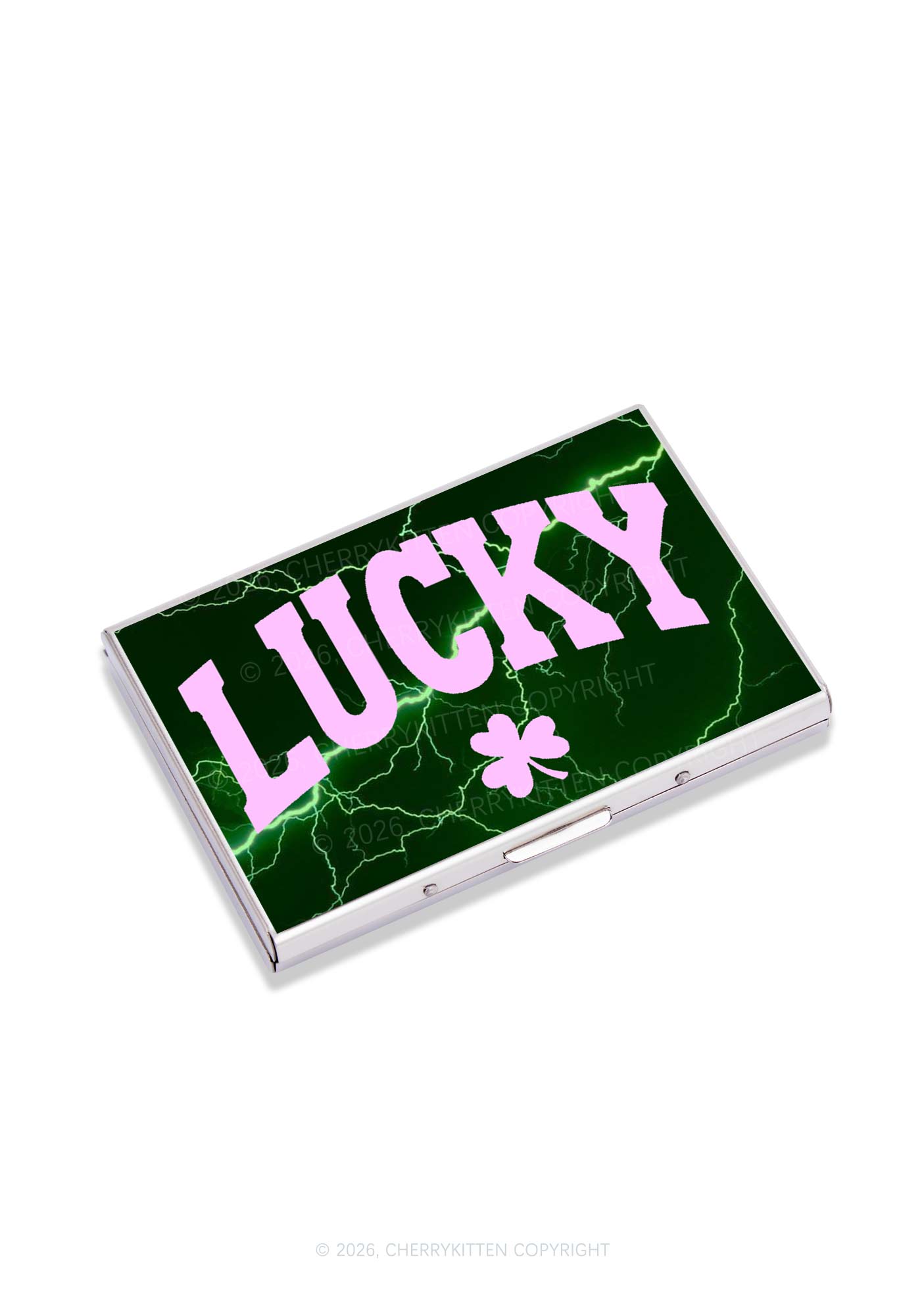 Lucky Shamrock St Patricks Y2K Mirror Cigarette Case Cherrykitten