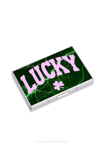 Lucky Shamrock St Patricks Y2K Mirror Cigarette Case Cherrykitten