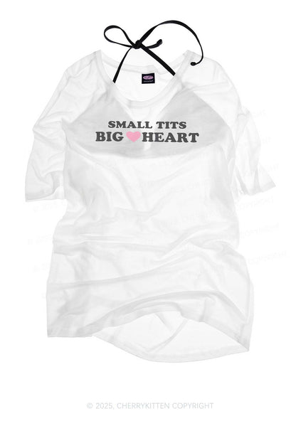 Small But Big Heart Y2K Sheer Boyfriend Tee Cherrykitten
