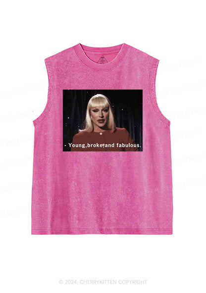 Young Broke Fabulous Y2K Washed Tank Cherrykitten