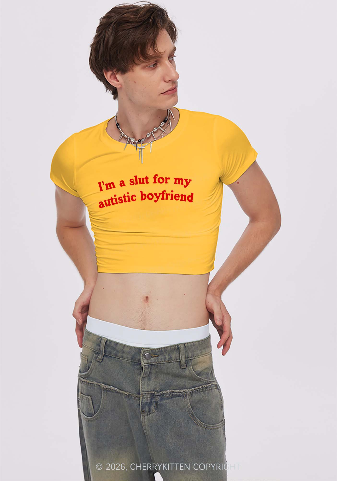Slxt For My Autistic BF Y2K Baby Tee Cherrykitten
