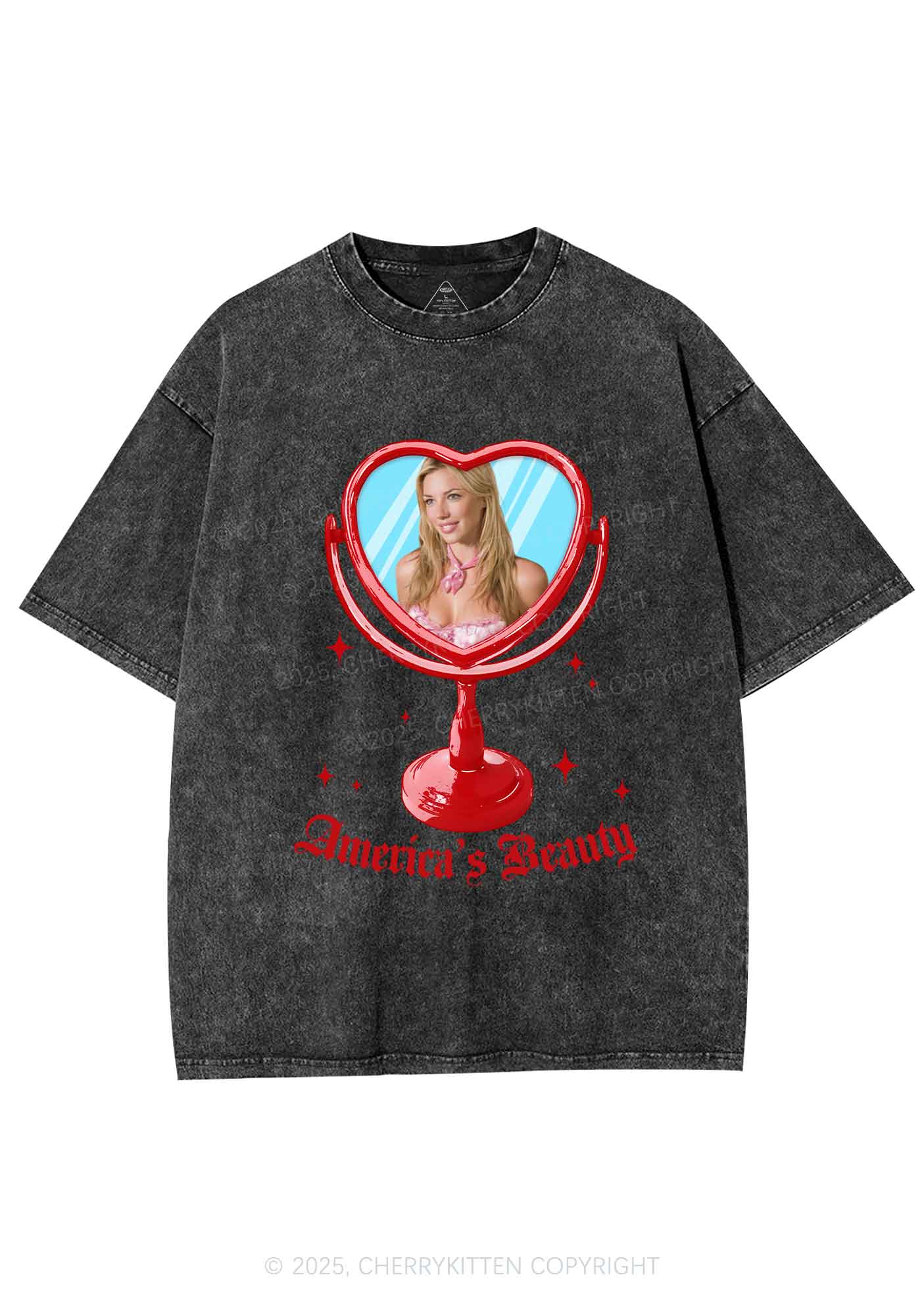 Custom Mirror Beauty Y2K Shirts Washed Tee Cherrykitten