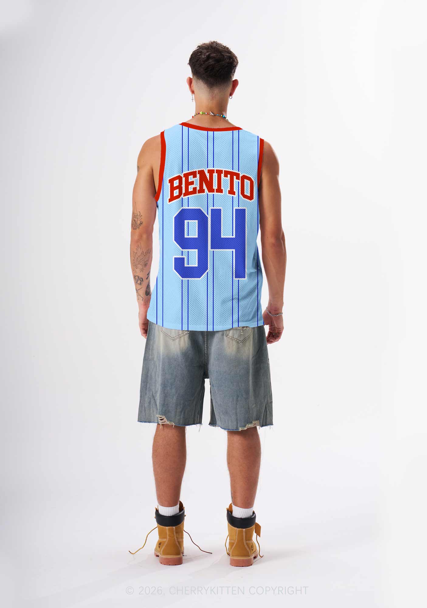 Blue Stripe Football Bunny Y2K Sport Jersey Tank Cherrykitten