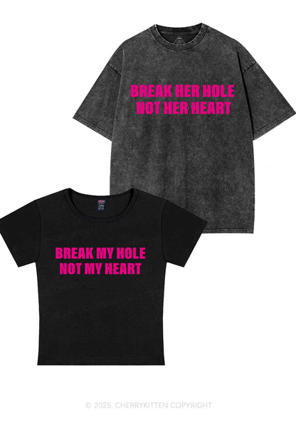 Break Hole Not Heart Y2K Valentine's Day Couple Shirt Cherrykitten