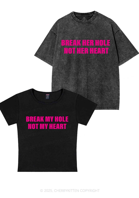 Break Hole Not Heart Y2K Valentine's Day Couple Shirt Cherrykitten