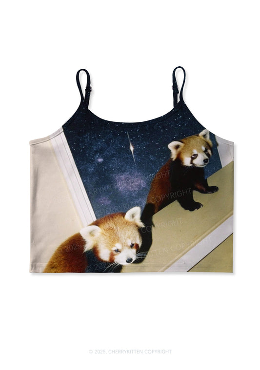 Raccoon Friends Y2K Print Cami Crop Top Cherrykitten