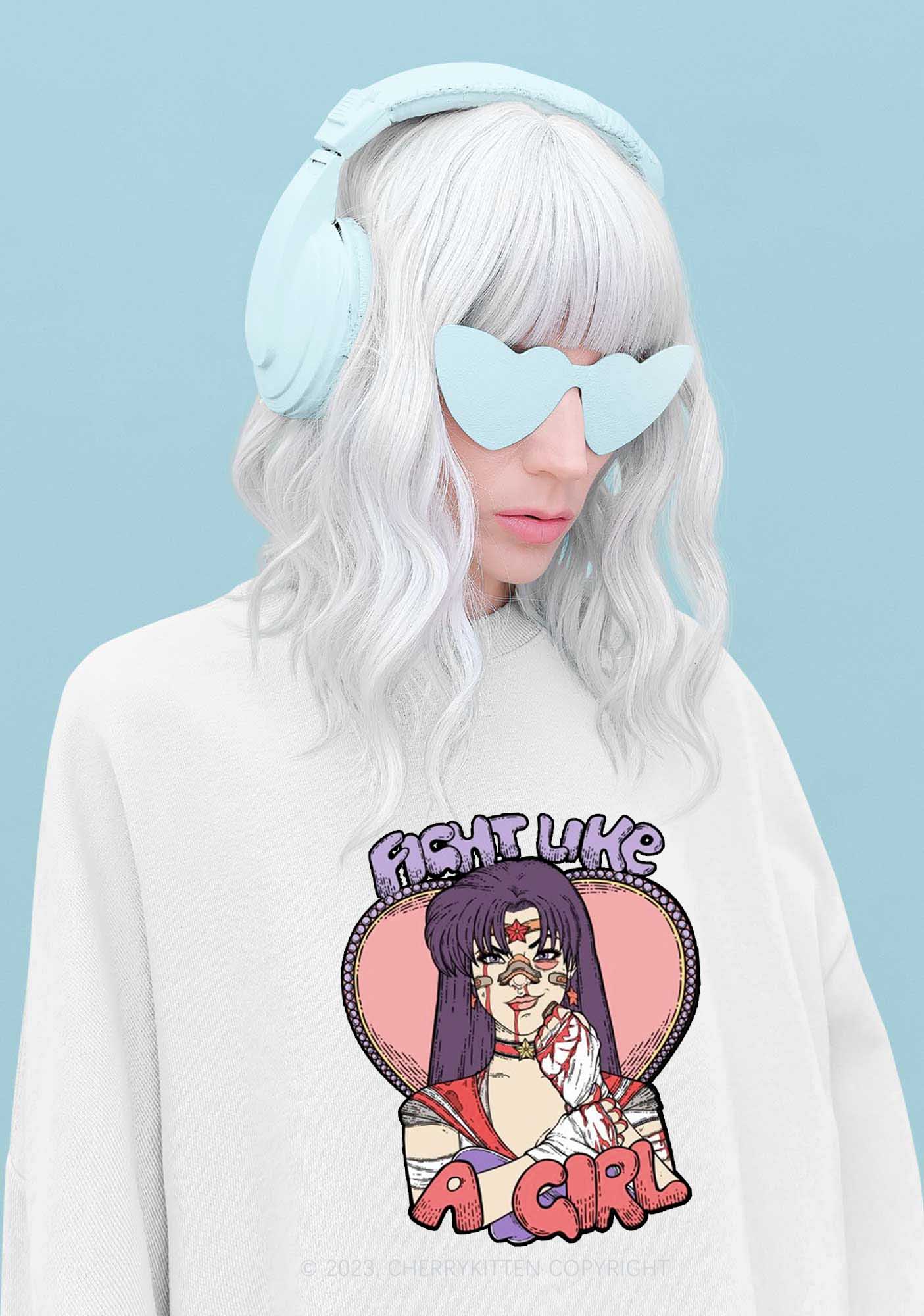 Purple Hair Girl Y2K Sweatshirt Cherrykitten