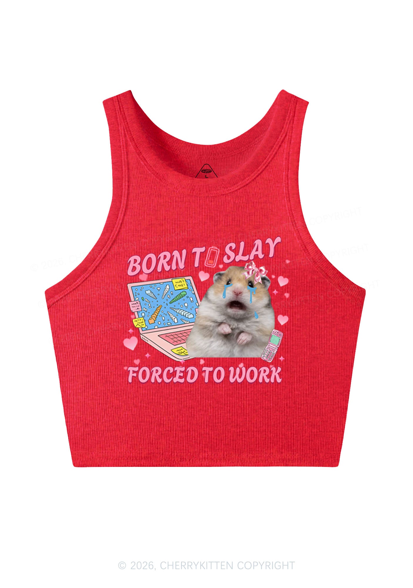Custom Meme Born To Slay Y2K Crop Tank Top Cherrykitten