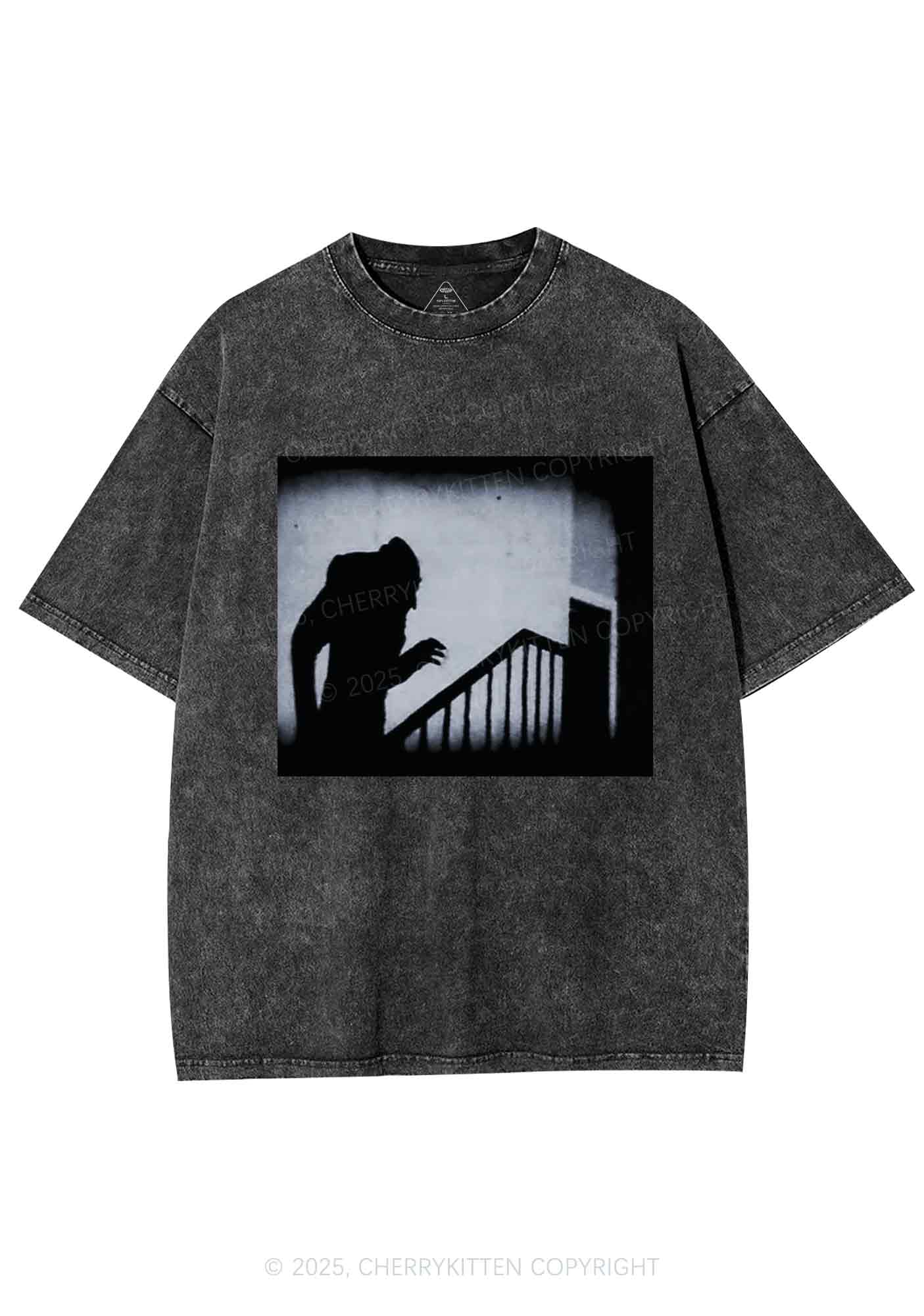 Halloween Stairs Intruder Y2K Shirts Washed Tee Cherrykitten
