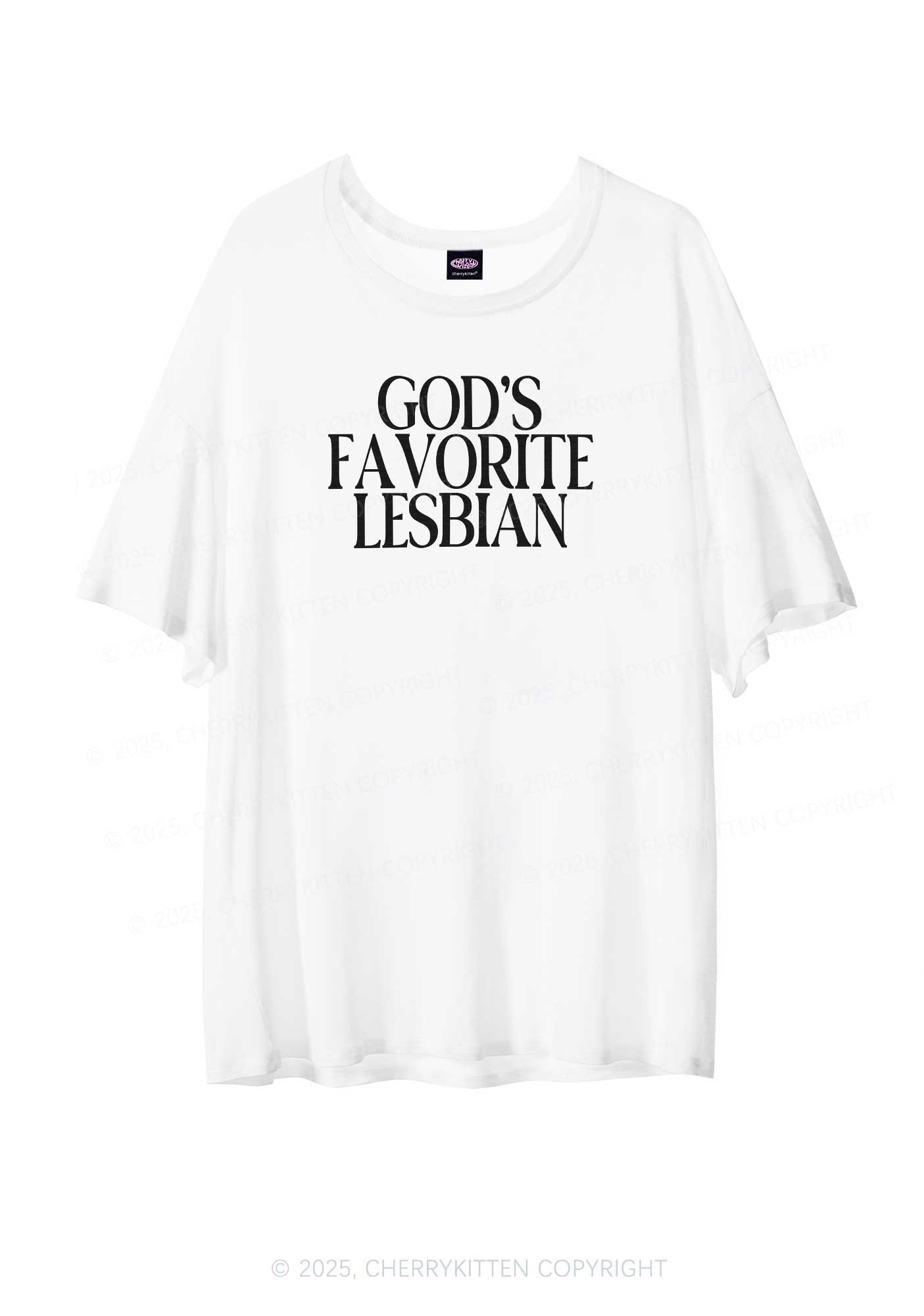 Gods Favorite Lesbian Pride Y2K Sheer Boyfriend Tee Cherrykitten