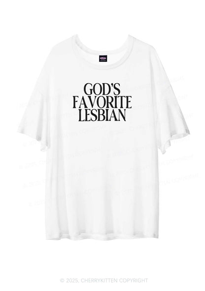 Gods Favorite Lesbian Pride Y2K Sheer Boyfriend Tee Cherrykitten