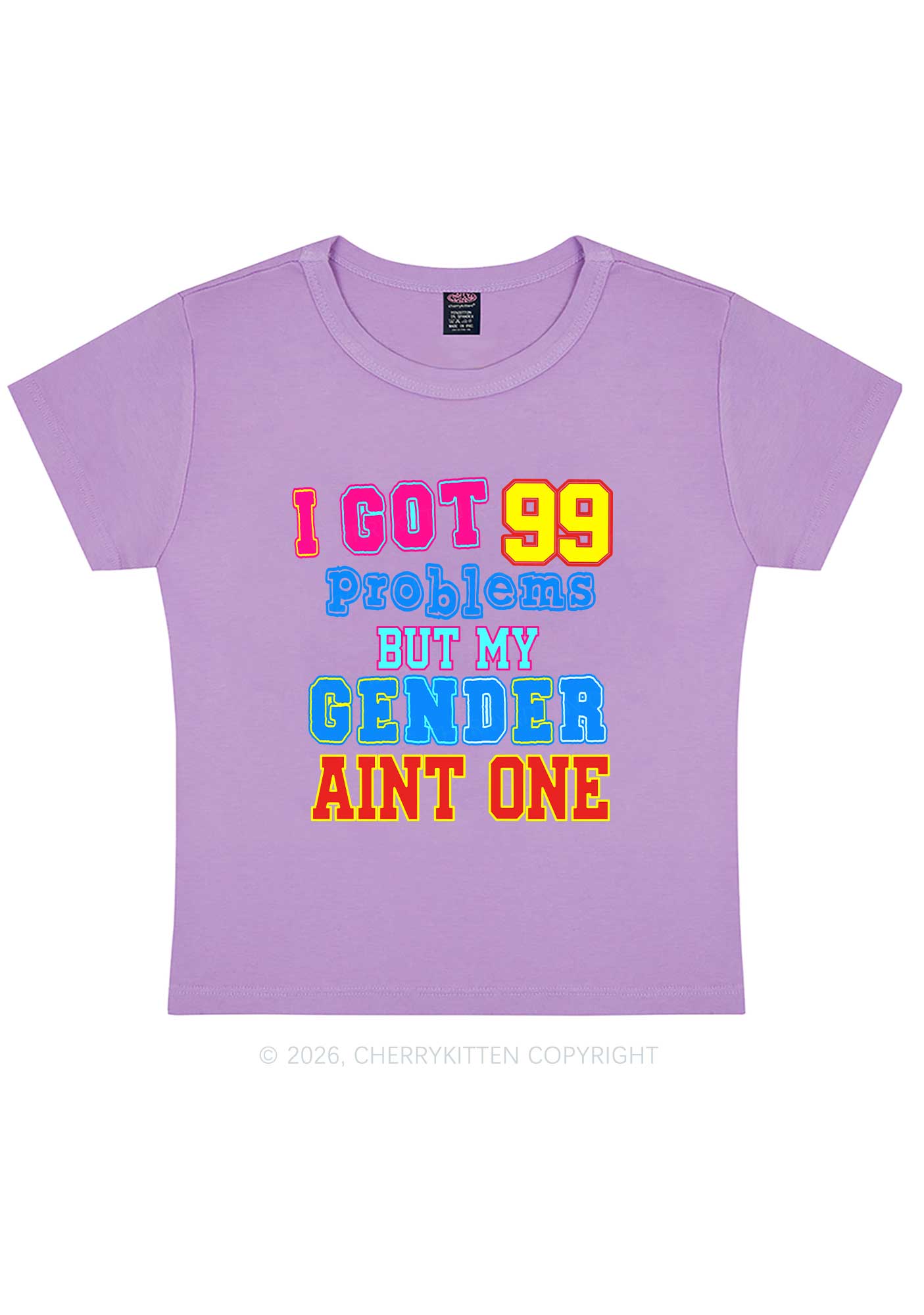 Gender Aint One Pride Y2K Baby Tee Cherrykitten