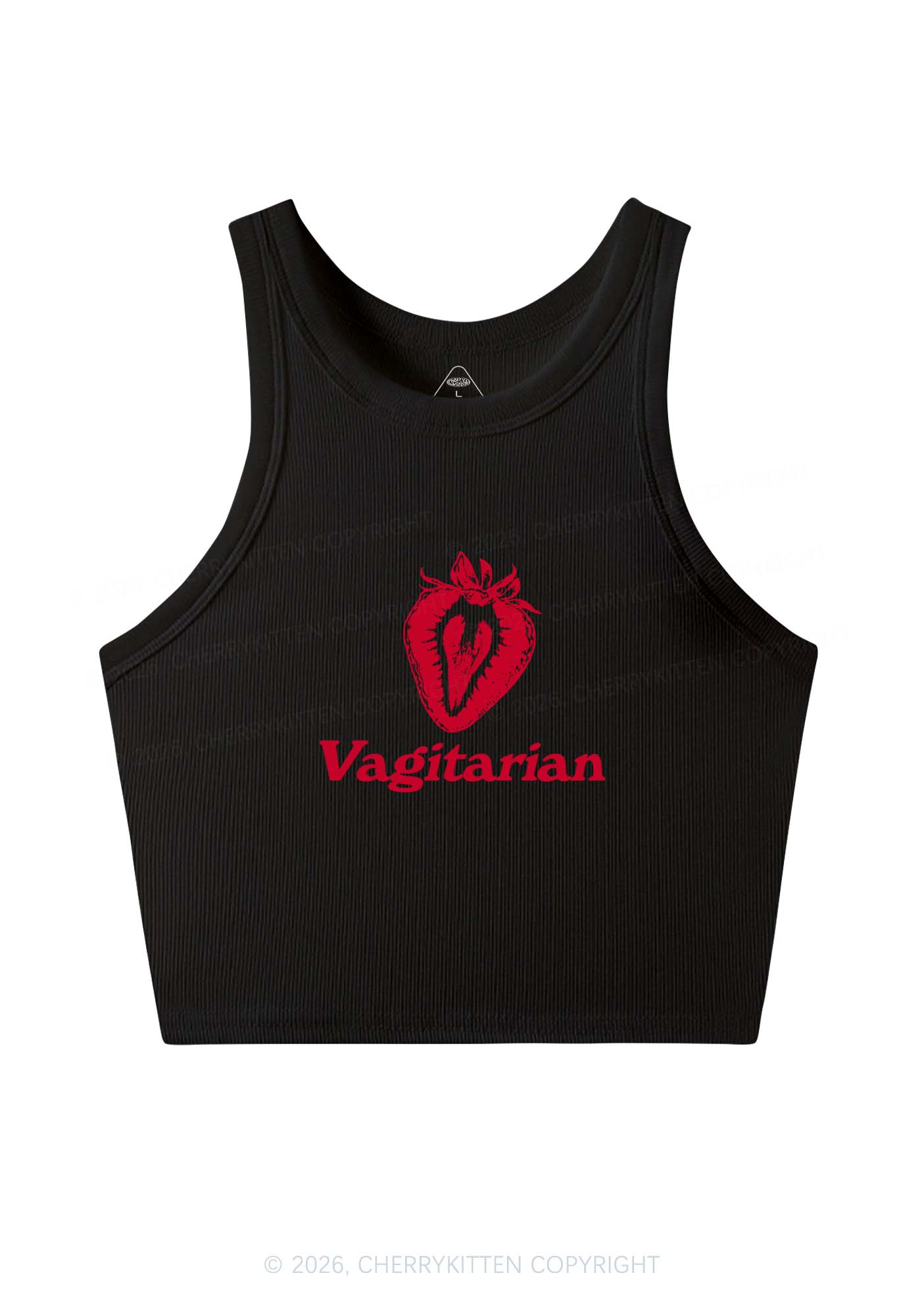 Vagitarian Strawberry Pride Y2K Crop Tank Top Cherrykitten