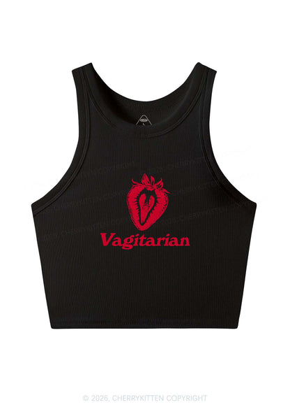 Vagitarian Strawberry Pride Y2K Crop Tank Top Cherrykitten