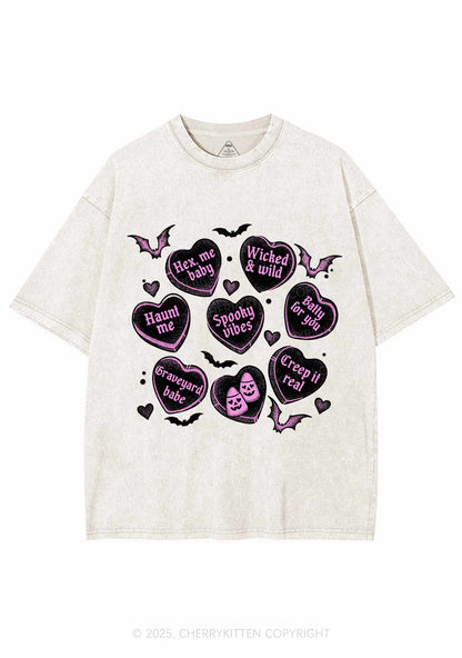 Spooky Candy Heart Valentine's Day Y2K Shirts Washed Tee Cherrykitten