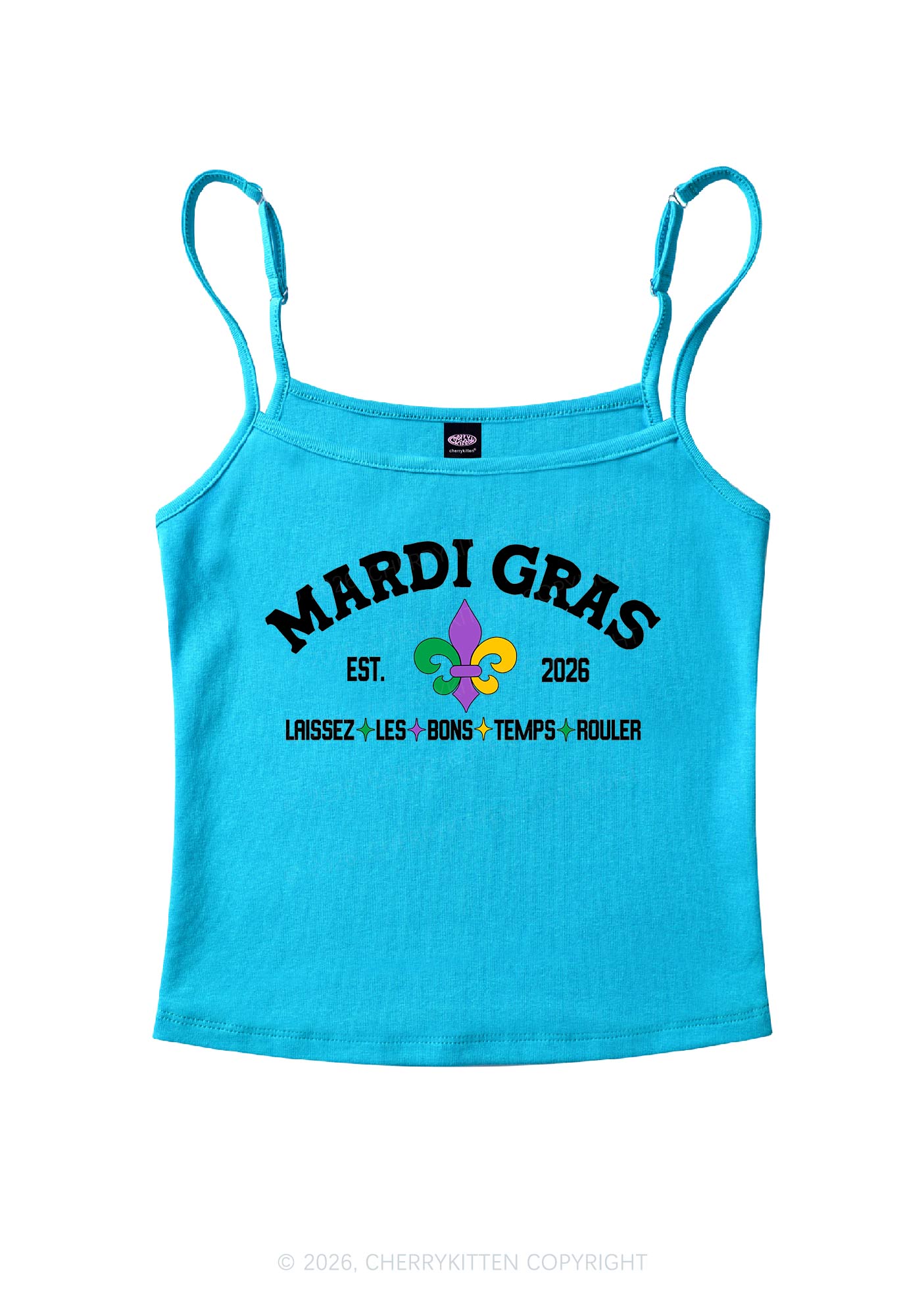 Mardi Gras Laissez Les Bons Temps Rouler Y2K Spaghetti Strap Cami Cherrykitten