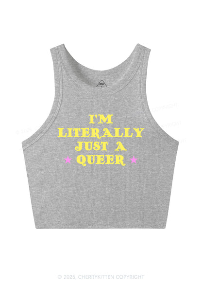 Just A Queer Pride Y2K Crop Tank Top Cherrykitten