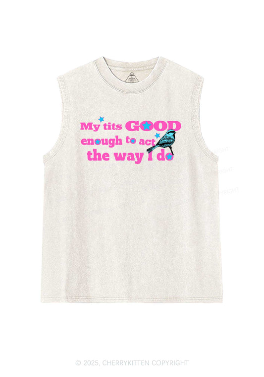 Good To Act Way Y2K Washed Muscle Tank Cherrykitten